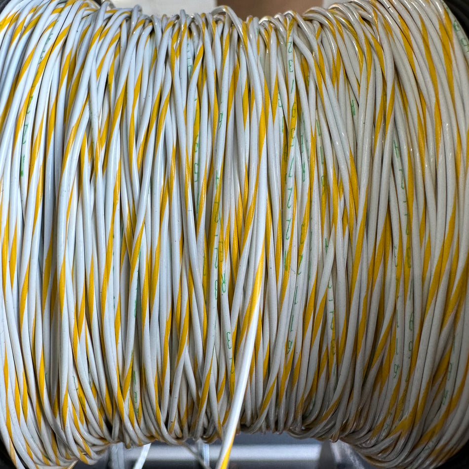 24 AWG White/Yellow Striped Tefzel Wire M22759/32-24-94 (cut length)