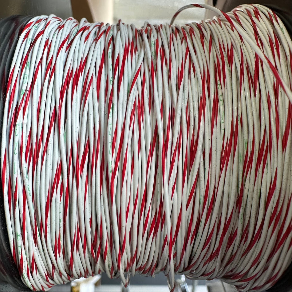 24 AWG White/Red Striped Tefzel Wire M22759/32-24-92 (cut length)