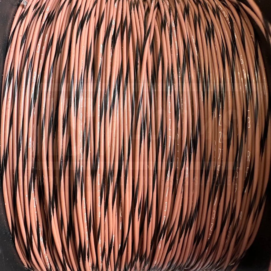 24 Awg Brown/Black Striped Tefzel Wire M22759/32-24-10 (Cut Length)