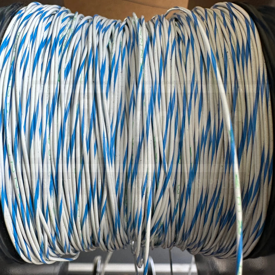 24 Awg White/Blue Striped Tefzel Wire M22759/32-24-96 (Cut Length)