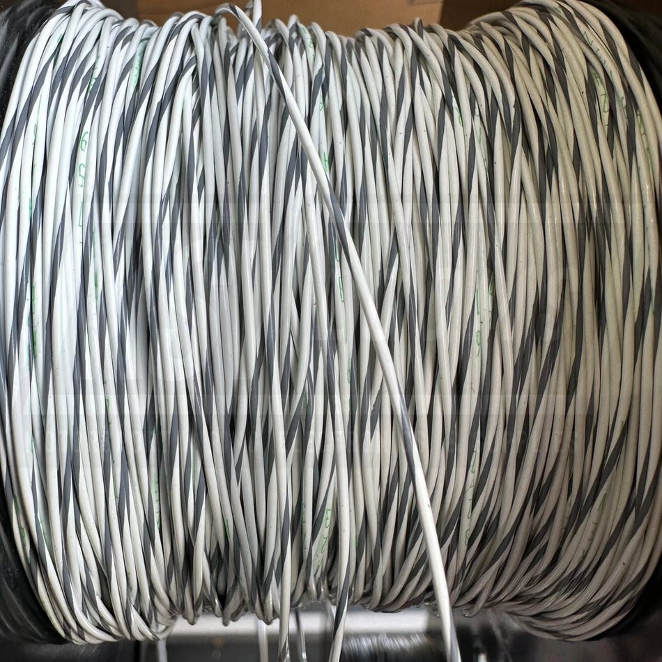 24 Awg White/Gray Striped Tefzel Wire M22759/32-24-98 (Cut Length)