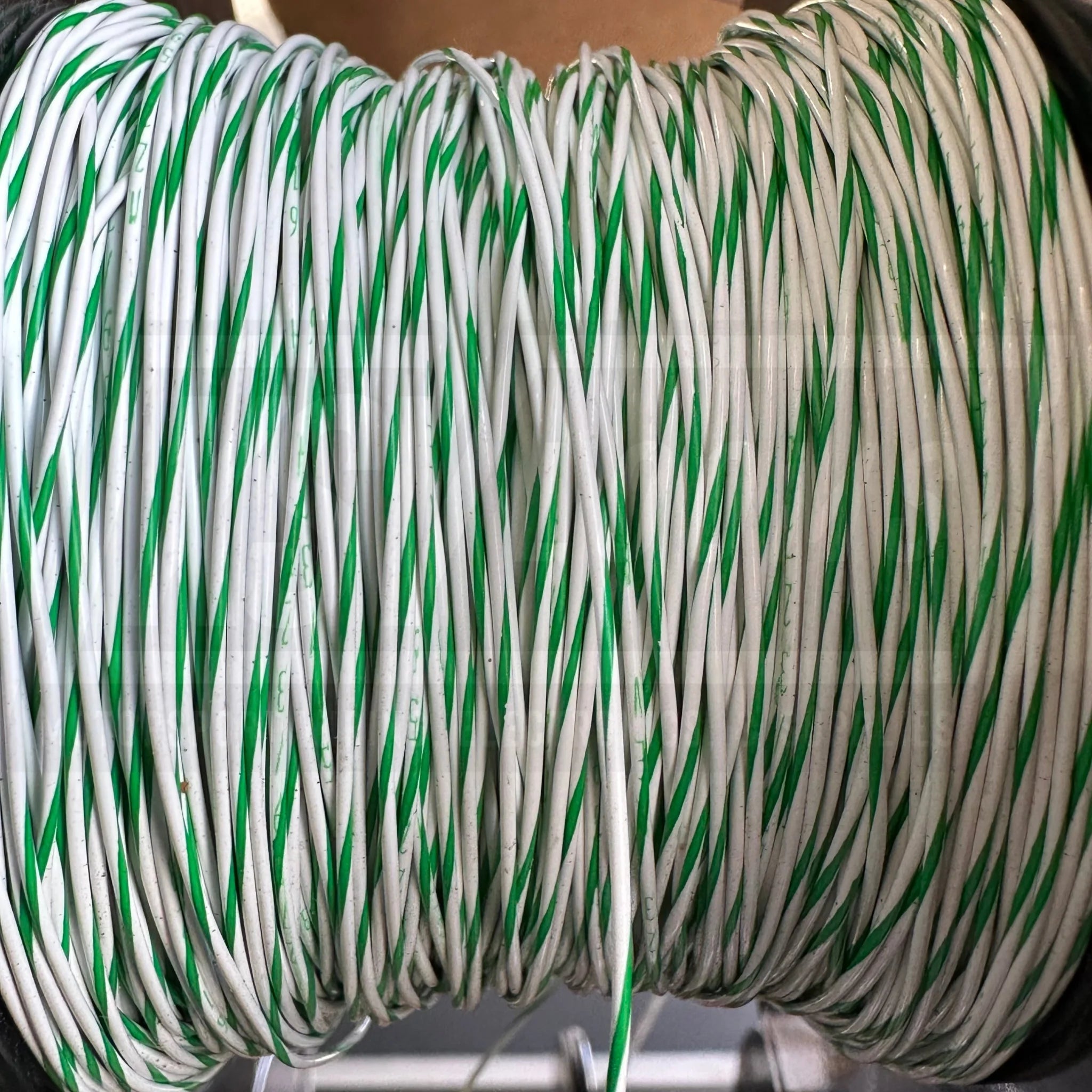 24 Awg White/Green Striped Tefzel Wire M22759/32-24-95 (Cut Length)