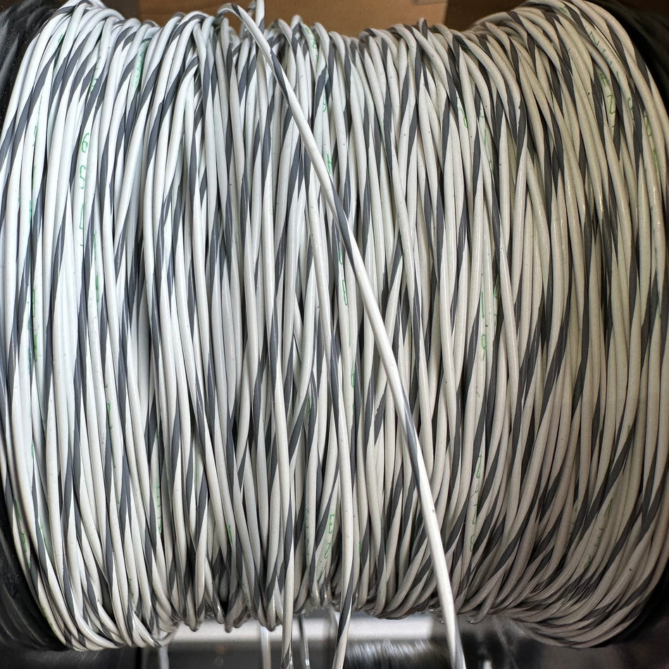 24 AWG White/Gray Striped Tefzel Wire M22759/32-24-98 (cut length)
