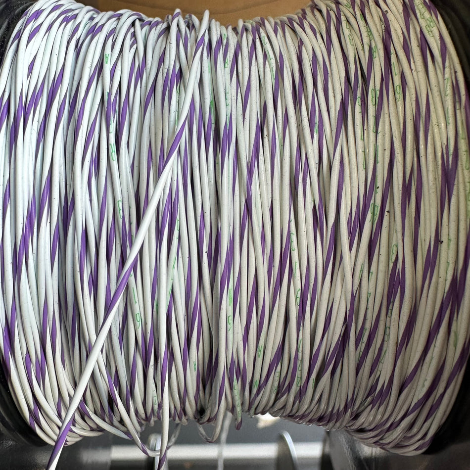 24 AWG White/Purple Striped Tefzel Wire M22759/32-24-97 (cut length)
