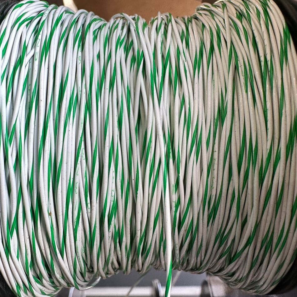 24 AWG White/Green Striped Tefzel Wire M22759/32-24-95 (cut length)