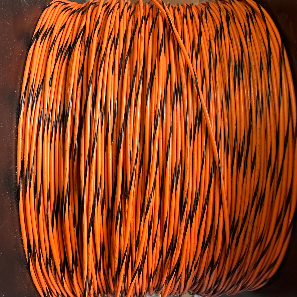 24 AWG Orange/Black Striped Tefzel Wire M22759/32-24-30 (cut length)