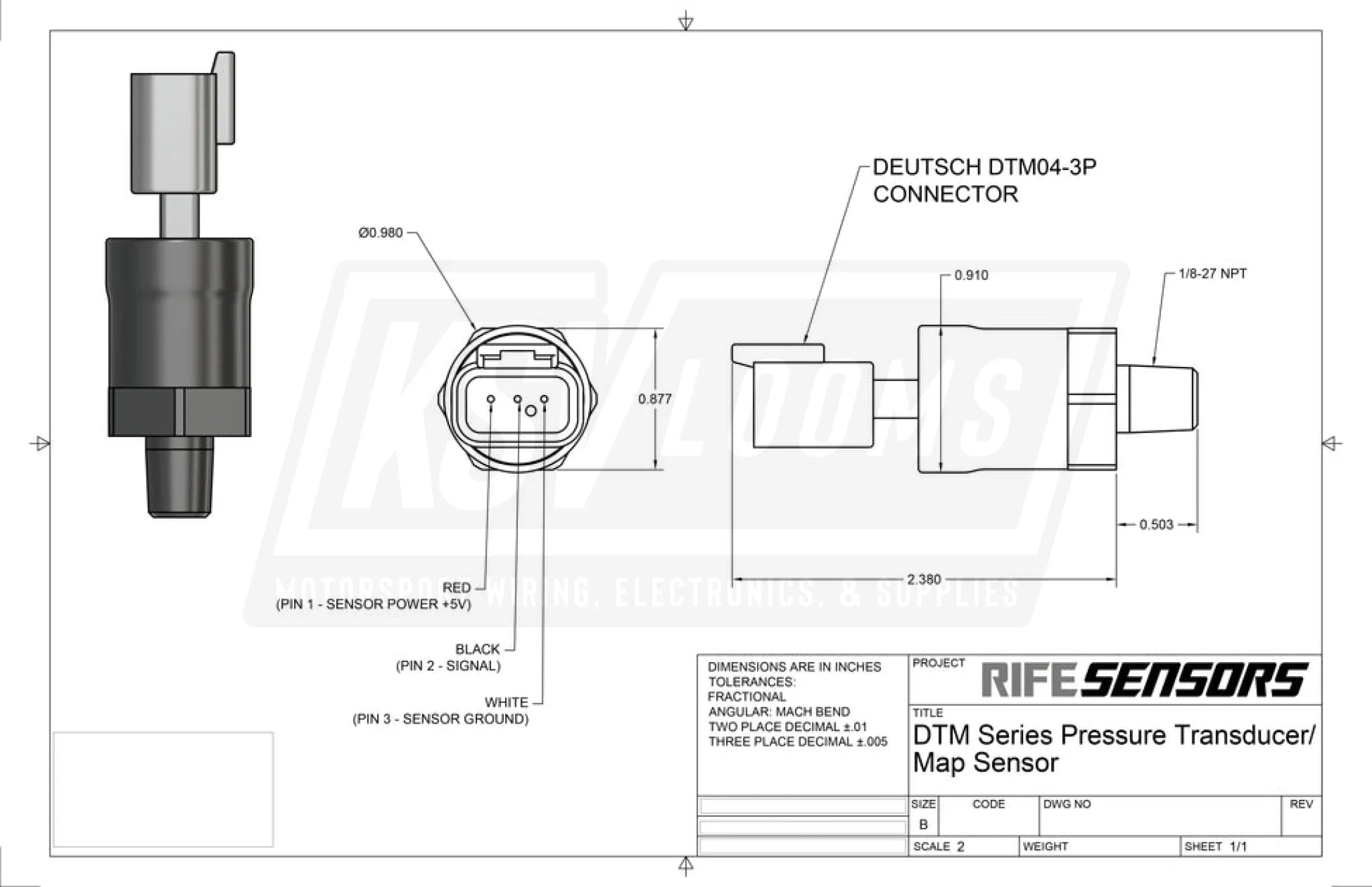 Rife 150 Psi Dtm Series Pressure Sensor Transducer 1/8’’ Npt (53-150Psi)